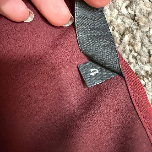 Laundry Y2K Red Black Floral Skirt Midi Ruffle Small Chiffon Lettuce 4 - Picture 5 of 7